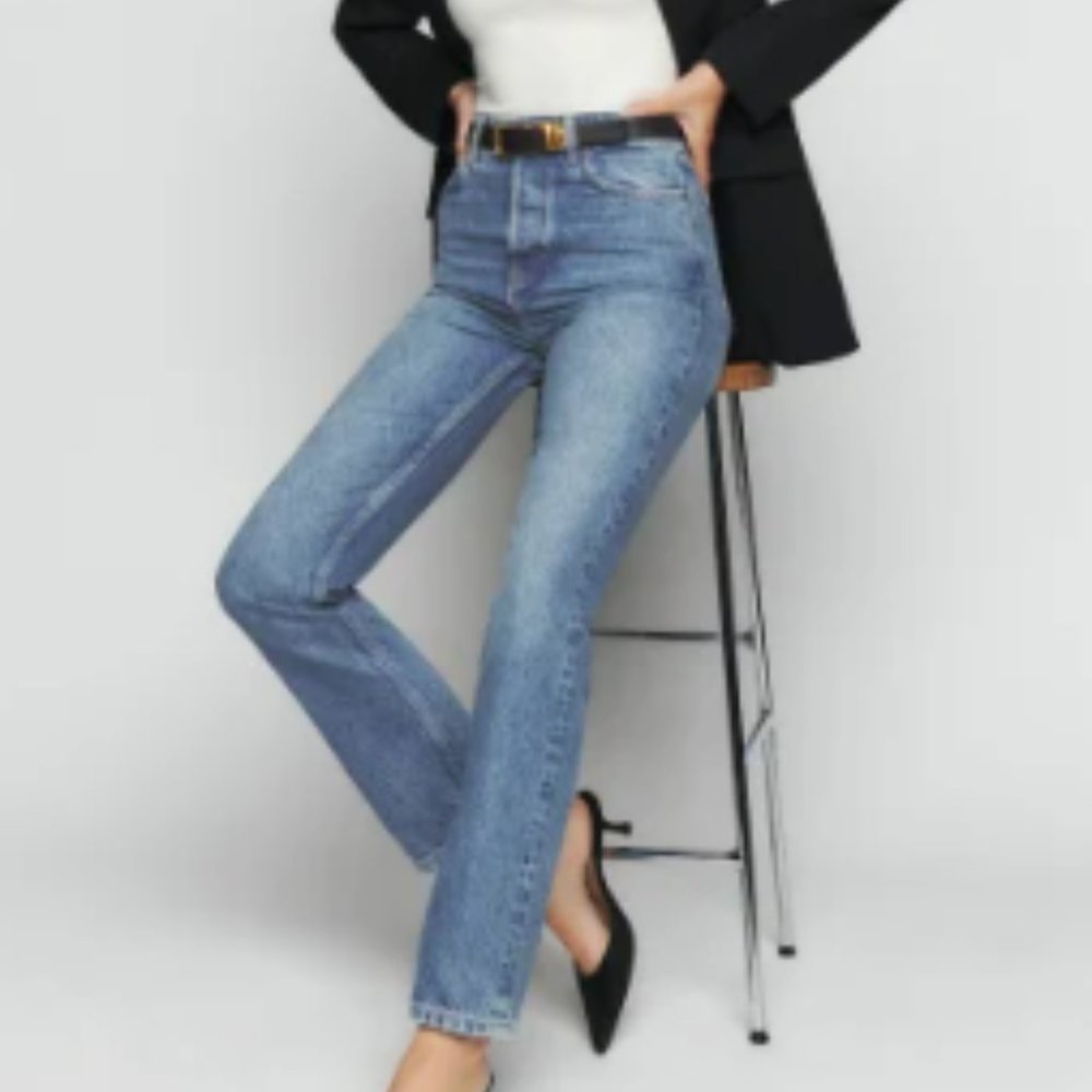 Reformation Women's Cynthia High Rise Straight Jeans in Colorado.  Sz: 26